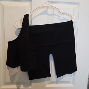 Bozzolo 2pc Bra Top And Biker Shorts - Black